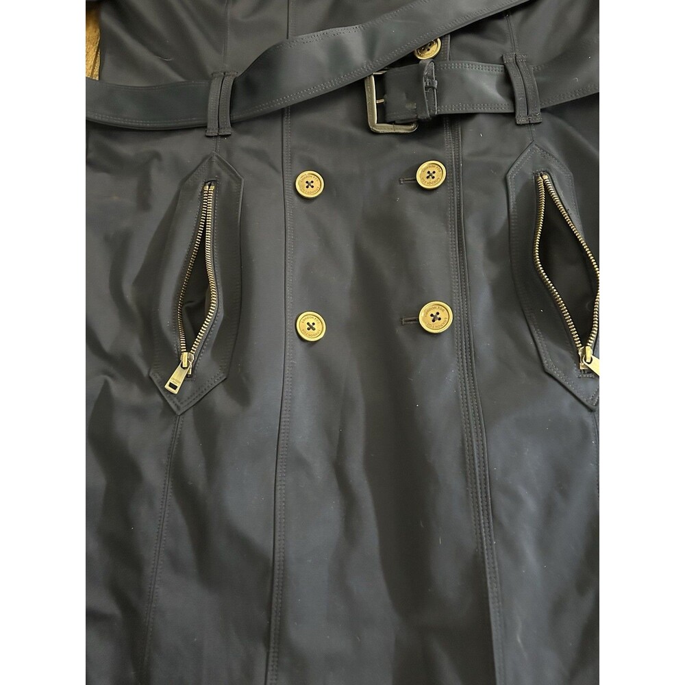 London Fog Heritage Double Breasted Belted Trench Dark Blue Satin Sheen Size L - Picture 11 of 16